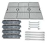 Direct store Parts Kit DG158 Replacement Charbroil 463420507,463420509,463460708,463460710 Gas Grill(SS Burner+SS Carry-over tubes+Porcelain Steel Heat Plate+Porcelain Cast Iron Cooking Grid)