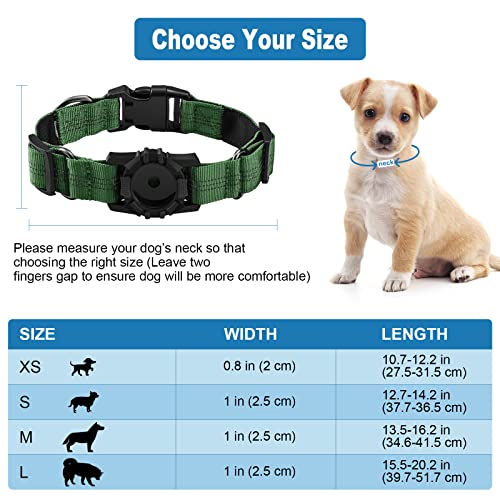 Coleira de cachorro para AirTag, coleira refletiva ajustável para Apple AirTags, coleiras de nylon m