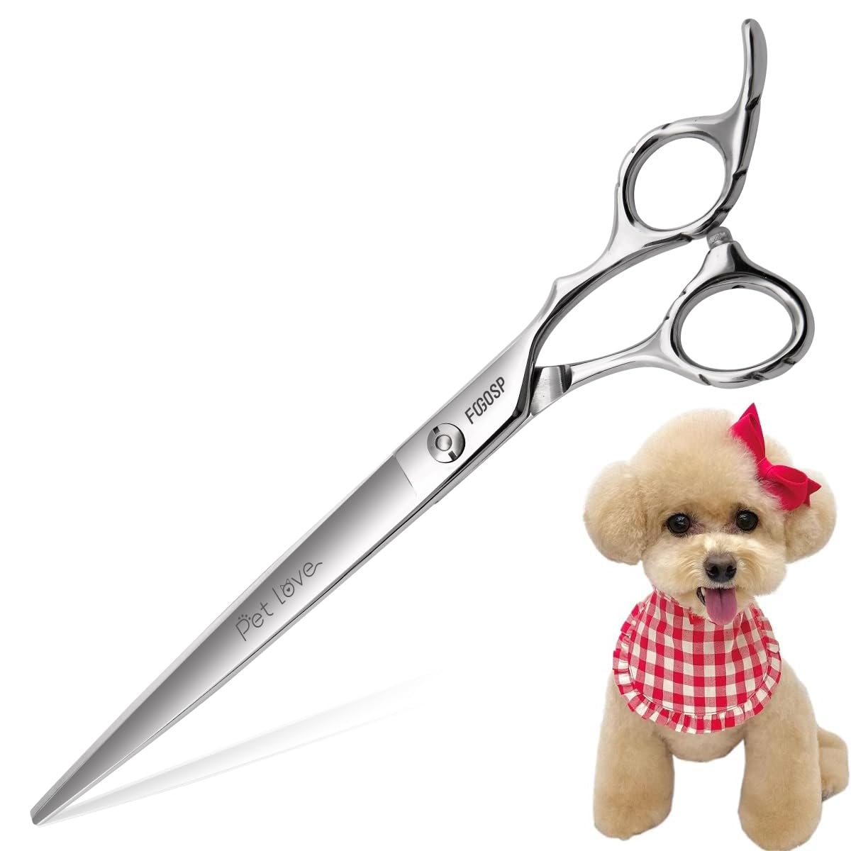 FOGOSP Professional Dog Grooming Scissors Straight 7.0'' Dog Grooming Shears for Cutting Dog Thick Hair Small Medium Pet Cat (7.0 in, Straight) — image 1