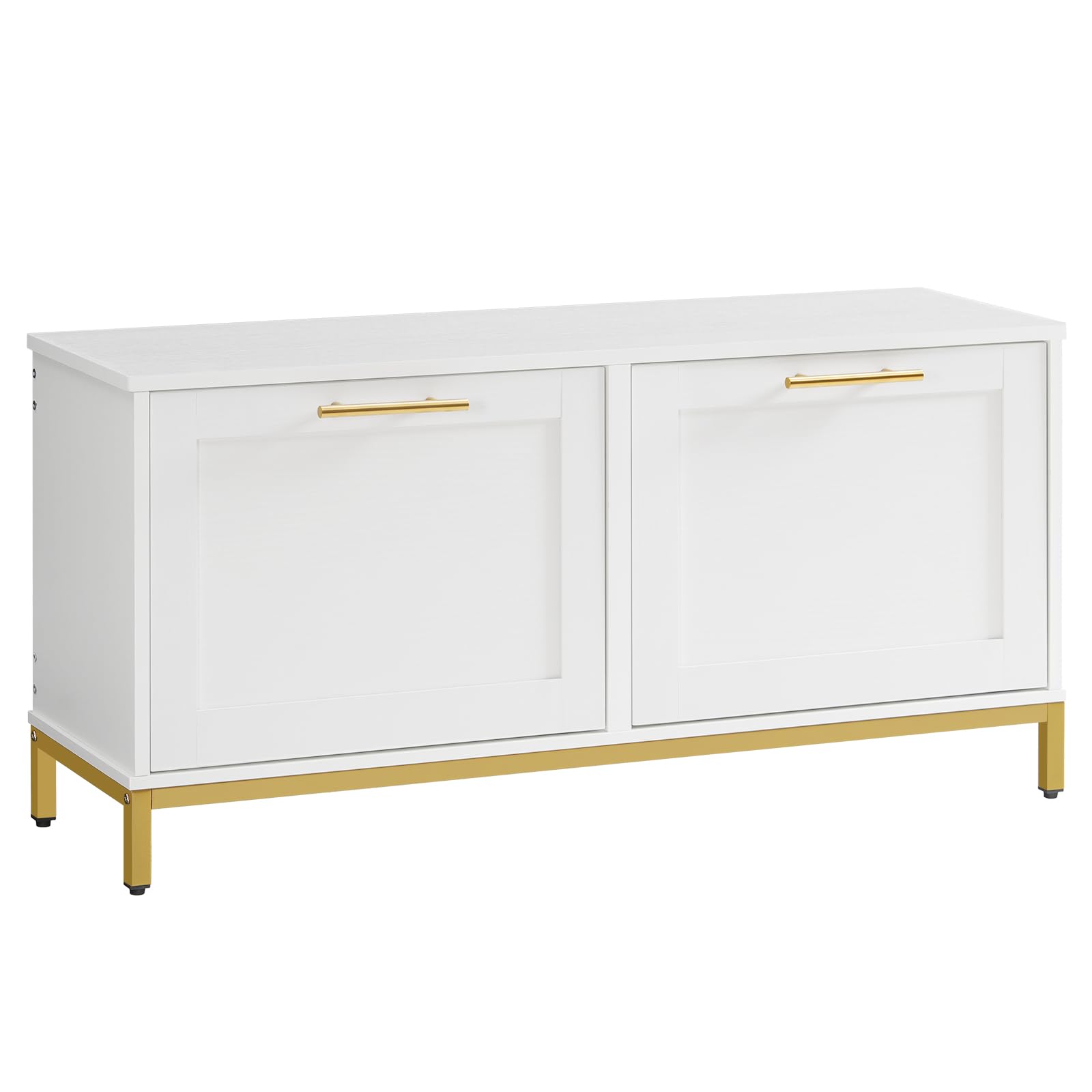 Photo 1 of ***SIMILAR ITEM***
HOOBRO Shoe Bench with Storage, Shoe Storage Bench with 2 Flip Drawers, 39.4" Shoe Cabinet with Bench, Hidden Shoe Rack Organizer for Entryway, Foyer, Hallway, White and Gold DW48HX01