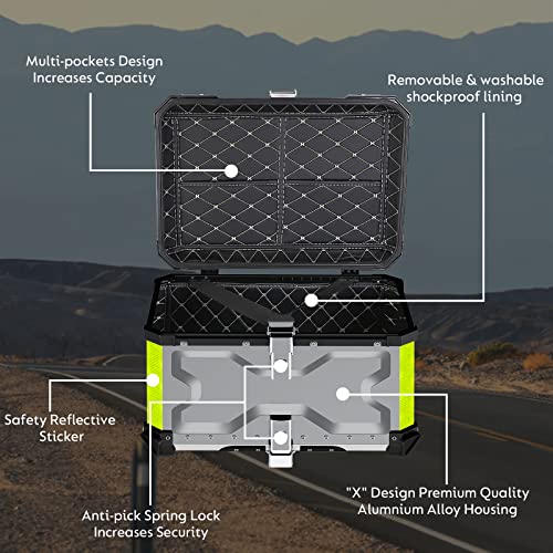 LESANM Capa superior para motocicleta, [resistente] Caixa traseira universal de alumínio para porta-