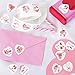 JarThenaAMCS 1000Pcs Watercolor Valentine's Day Stickers Pink Heart Shape Roll of Sticker Bulk Paper Decals 8 Designs Adhesive Decorative Sticker for Anniversary Journal Envelope Decor Party Supplies
