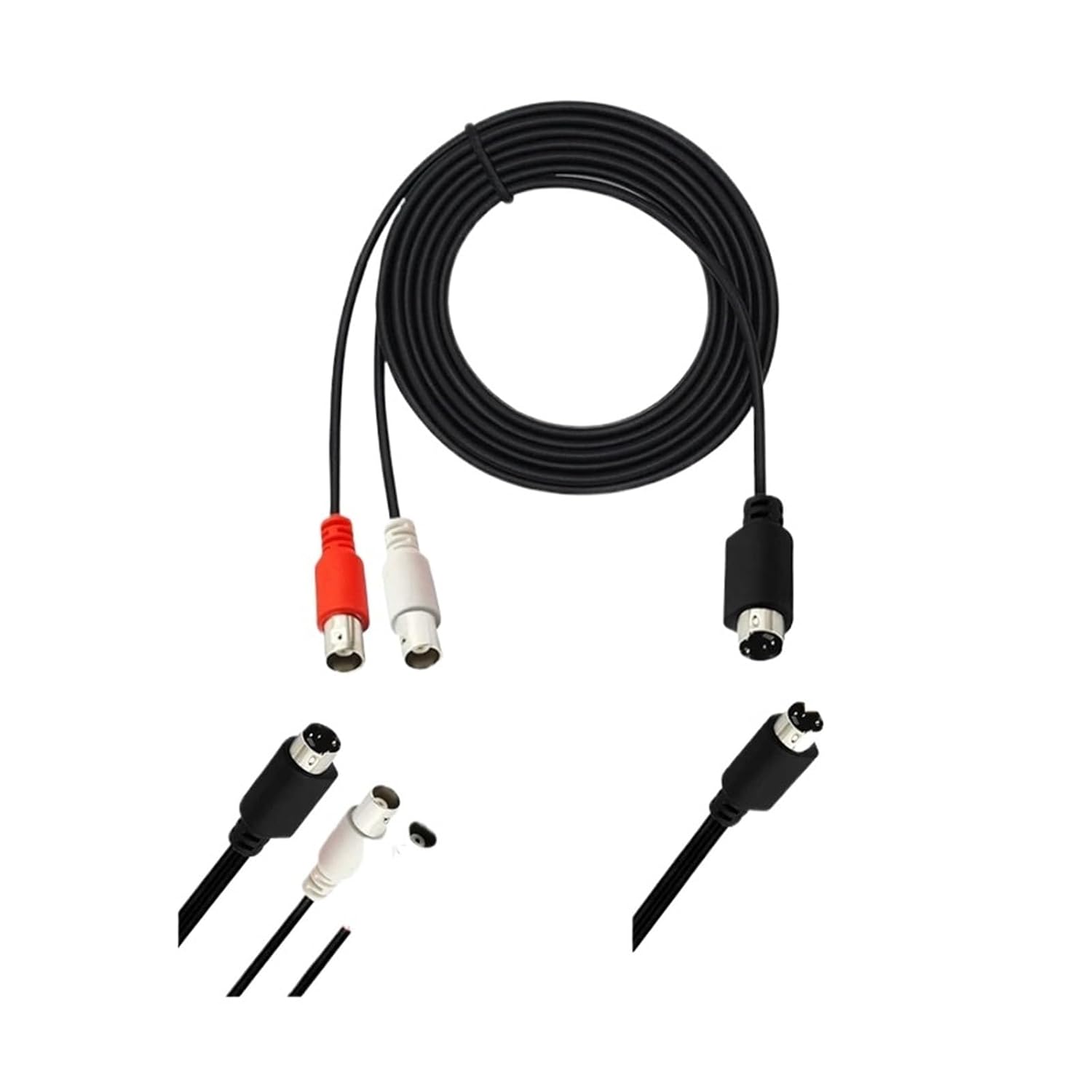 S-Video M1ni DIN 4Pin Male 'Y' Cord MD 4P to 2BNC Female Used for Monitoring Systems, TV Set-top Boxes, Capture Cards(Female,1.5m)