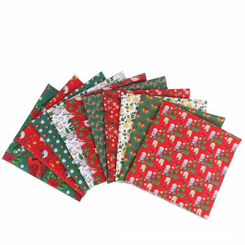 Tissu de Noël en coton pour vos décorations de fête : 10 carrés de matelassage doux à coudre DIY