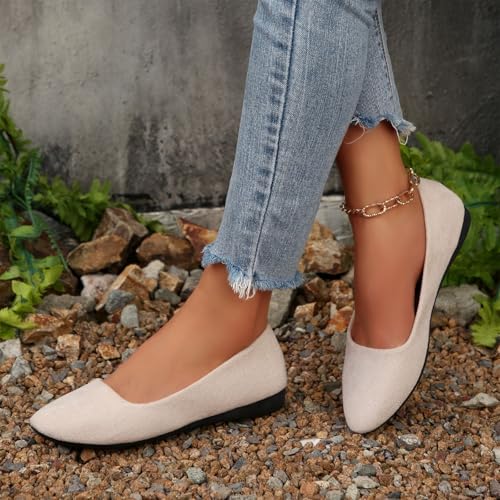 Image of Ladies Moccasins with Soft-Soled Solid Color Versatile Shallow Mouth Breathable for Casual Wear