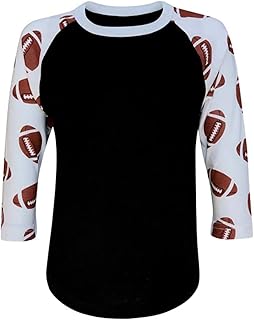 ILTEX Adults & Kids Softball & Football Raglan- Toddler & Youth Athletic ¾ Sleeve Sports Raglan Shirt (Y-XLarge, Black Football)