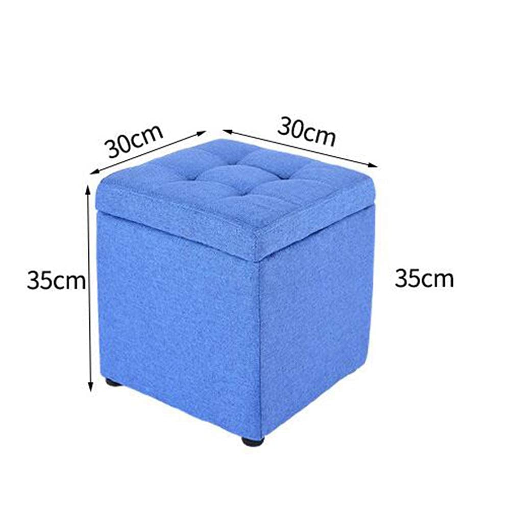 Pouf Contenitore a cubo, Sgabello Quadrato in Lino, Seduta Trapuntata, Piccolo