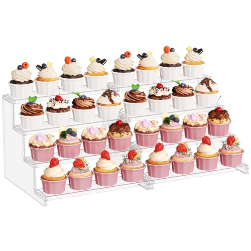 Lifewit Presentoir a Gateau à 4 Niveaux, Presentoir Aperitif Buffet en Plastique, Support Buffet Traiteur pour Mariages, Fêtes, Anniversaires, 30 cm, 2 Paquet