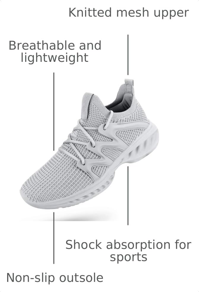 Image of Pujcs Men's Slip on Walking Shoes Athletic Non Slip Tennis Running Shoes | Lightweight Breathable Sneakers for All Day Standing,Shock Absorbing Man Footwear for Gym,Travel & Work