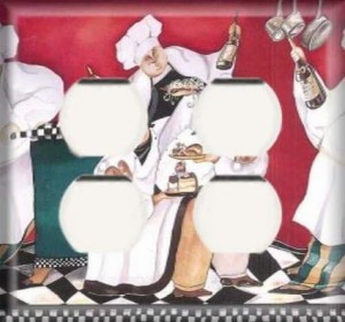 Decorative Outlet Cover Plate - Drunken Chefs - Double Duplex Receptacle