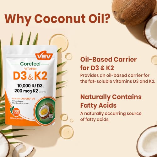 300-Count VEV Vitamin D3 10,000 IU and K2 200mcg Softgels w/ Coconut Oil 5.39 w/ S and S + Free Shipping w/ Pr + 70% Off Code 121WCRRR - image 5