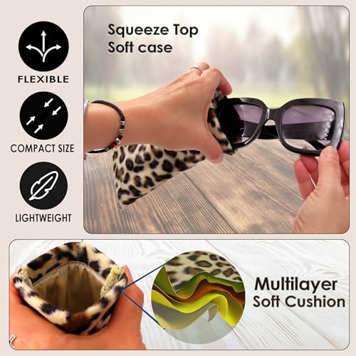 Image of Soft Sunglasses case | Large Glasses Case Holder - Eyeglass Pouch Squeeze Top | Glasses pouch Lightweight Extra Layers