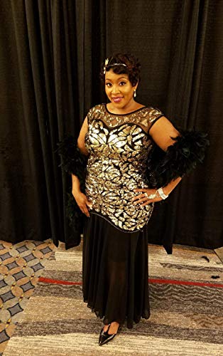 Image of PrettyGuide Women 's 1920s Black Sequin Gatsby Maxi Long Evening Prom Dress