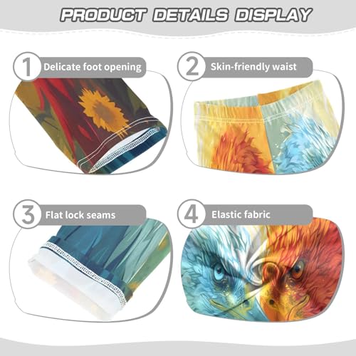 Toddler Girls Leggings Printed Yoga Pants Leggings Blue Red Eagles Face Sunflower for Kids3