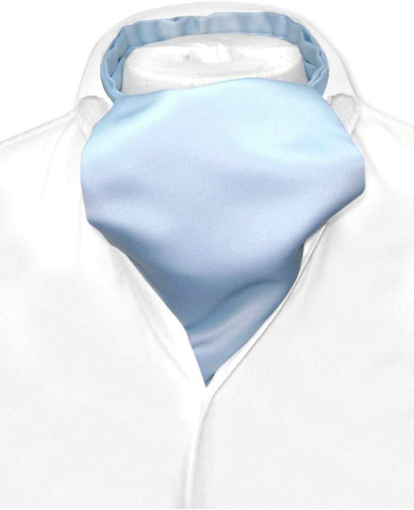 Vesuvio Napoli ASCOT Solid BABY BLUE Color Cravat Men's Neck Tie