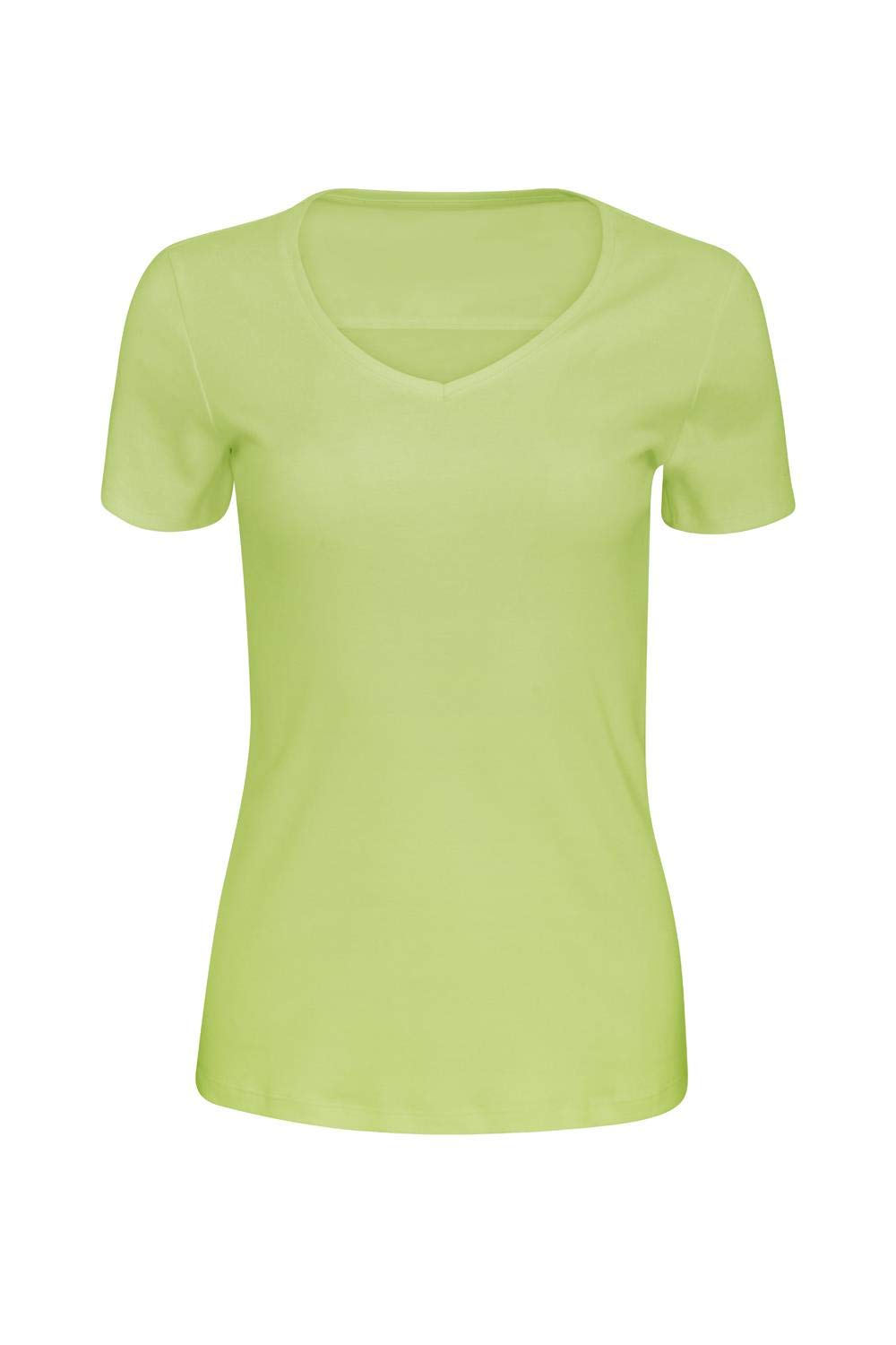 ChicWhisper Ladies Pure 100% Cotton V-Neck Top Short Sleeve T Shirt Pistachio