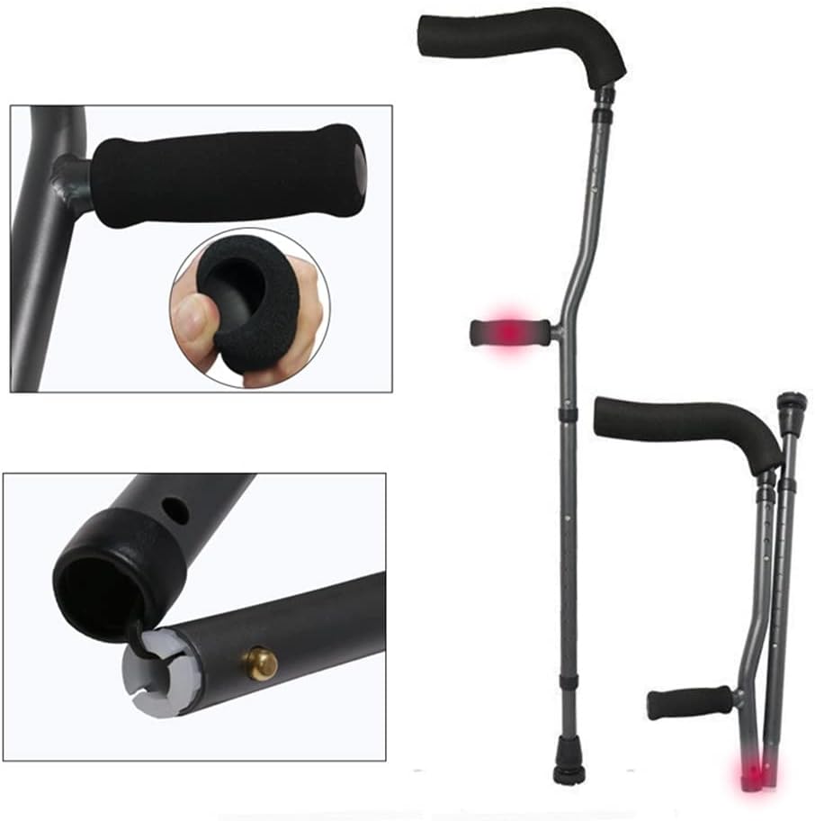Crutches Ergonomic F-Shaped Underarm, Aluminum, Folding Walking for Adults and Youth, 1 Pair