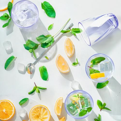 Verres à eau plastique réutilisables transparents bleus Topsky empilables - 8