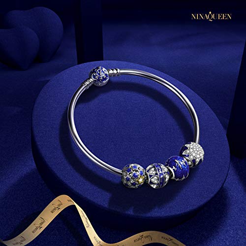 Ninaqueen Blue Star Charms Fits Charms Bracelets Sterling Silver Bead Charm Birthday Graduation Valentines Mothers Day Christmas Gifts For Her Women Wife Mother Daughter Mom Friends #TOP2