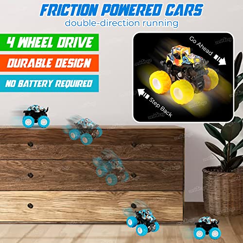 Image of Zest 4 Toyz Friction Powered Cars for Kids 4WD Mini Monster Trucks Big Rubber Tires Baby Boys Super Cars Blaze Truck Children Gift Toys Multi Color (Set of 2)