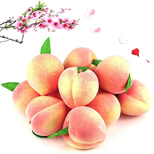 BcPowr 12PCS Fake Fruit Peach - Artificial Fruit Plastic Artificial Lifelike Peach Simulation Pink Peach Fake Home Display Decoration For Still Life Paintings, Storefront Decoration(Pink,2.95"x 3.15")