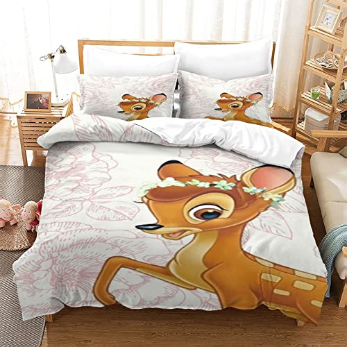 Bambi Cartoon Funda Nórdica Juego De Ropa De Cama para Niños Niñas Niños Adolescentes...