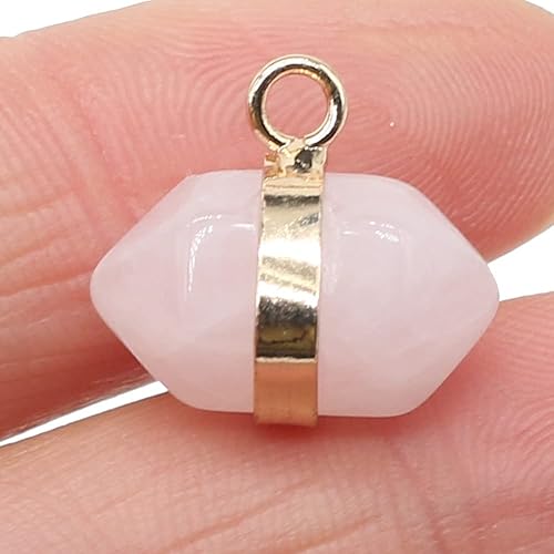 Miniatura 8 de LHJ 7 colgantes de piedra natural de doble punta mezclada de cristal de ágata para hacer joyas, collares, pulseras, Ágata