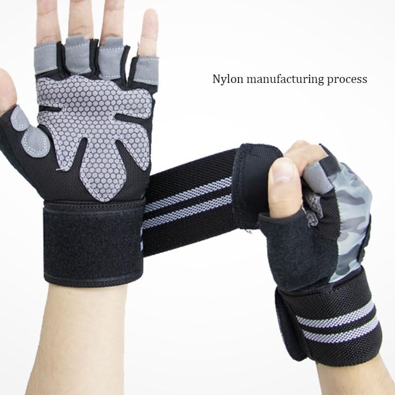 Fitness Wrist Guard Integrated Sports Fitness Equipment Training Half Finger Nylon Gloves