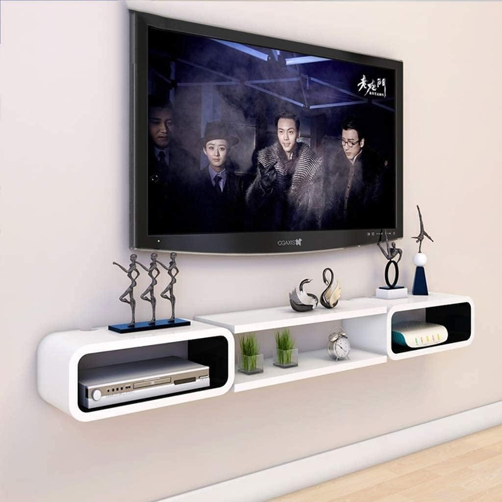 Home Wood Latest Wooden Tv Entertainment Unit for Living Room and Bedroom, Set top Box Stand Black and White-image-0