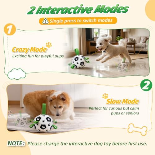 Diman Interactive Dog Toys, Dog Soccer Ball with 2 Bouncing Modes - 1