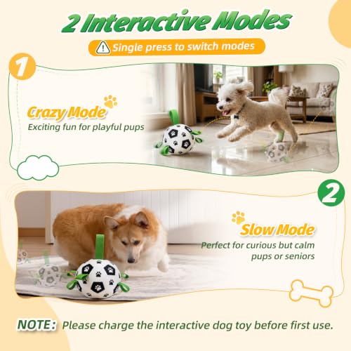 Diman Interactive Dog Toys, Dog Soccer Ball with 2 Bouncing Modes