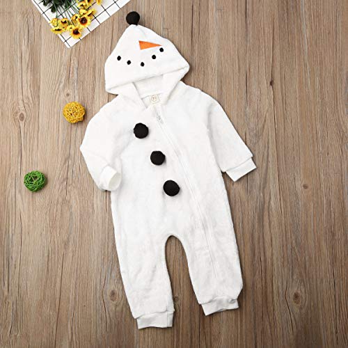 Baby Boy Girl Hooded Jumpsuit Toddler Infant Newborn Winter Fleece Long Sleeve Snowman Romper with Zipper4