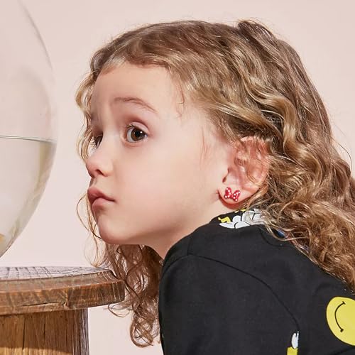 Cute Stud Earrings for Girls Teens Women - Sterling Silver Hypoallergenic Cubic Zirconia Mouse Drop Dangle Earrings Dainty Sweet Red Bow Earrings Studs Post Fashion Jewelry Gifts for Christmas2