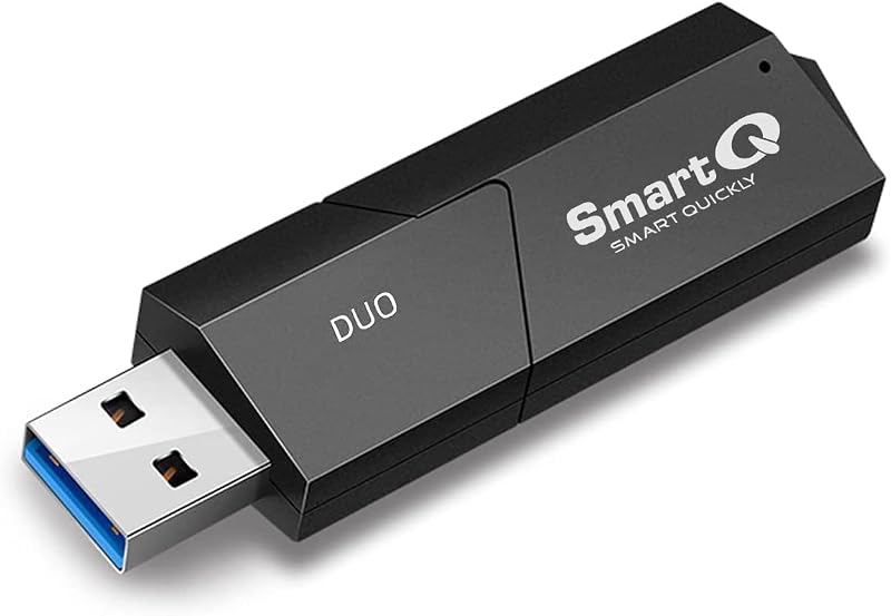C307 DUO SD Card Reader Portable USB 3.0 Flash Memory Card Adapter Hub for SD, Micro SD, SDXC, SDHC, MMC, Micro SDXC, Micro SDHC, UHS-I for Mac, Windows, Linux, Chrome, PC, Laptop, Switch (Duo)