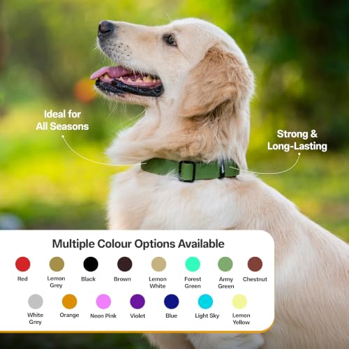 Image of Adil's Biothane Waterproof Dog Collar, Dog Leash & Collar Leash Combo | Heavy Duty TPU Coated Webbing | Adjustable Quick Release Buckle | Odour Resistant (Army Green, M-18, Collar Only)
