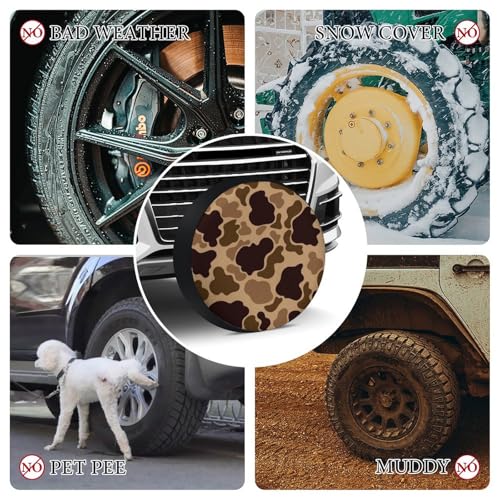 Image of Duck Vintage Camouflage Spare Tire Cover Wheel Tyre Covers Travel Trailers Protectors Weatherproof Dust-Proof for Camper Trailer Truck Rv Universal 30inch