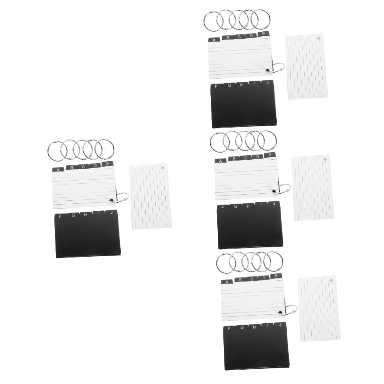 DOITOOL 4 Ensembles Cartes de Mémo Index avec Anneaux Métalliques de Cartes Vides pour Écriture et Organisation Pratique pour Maison et Voyage