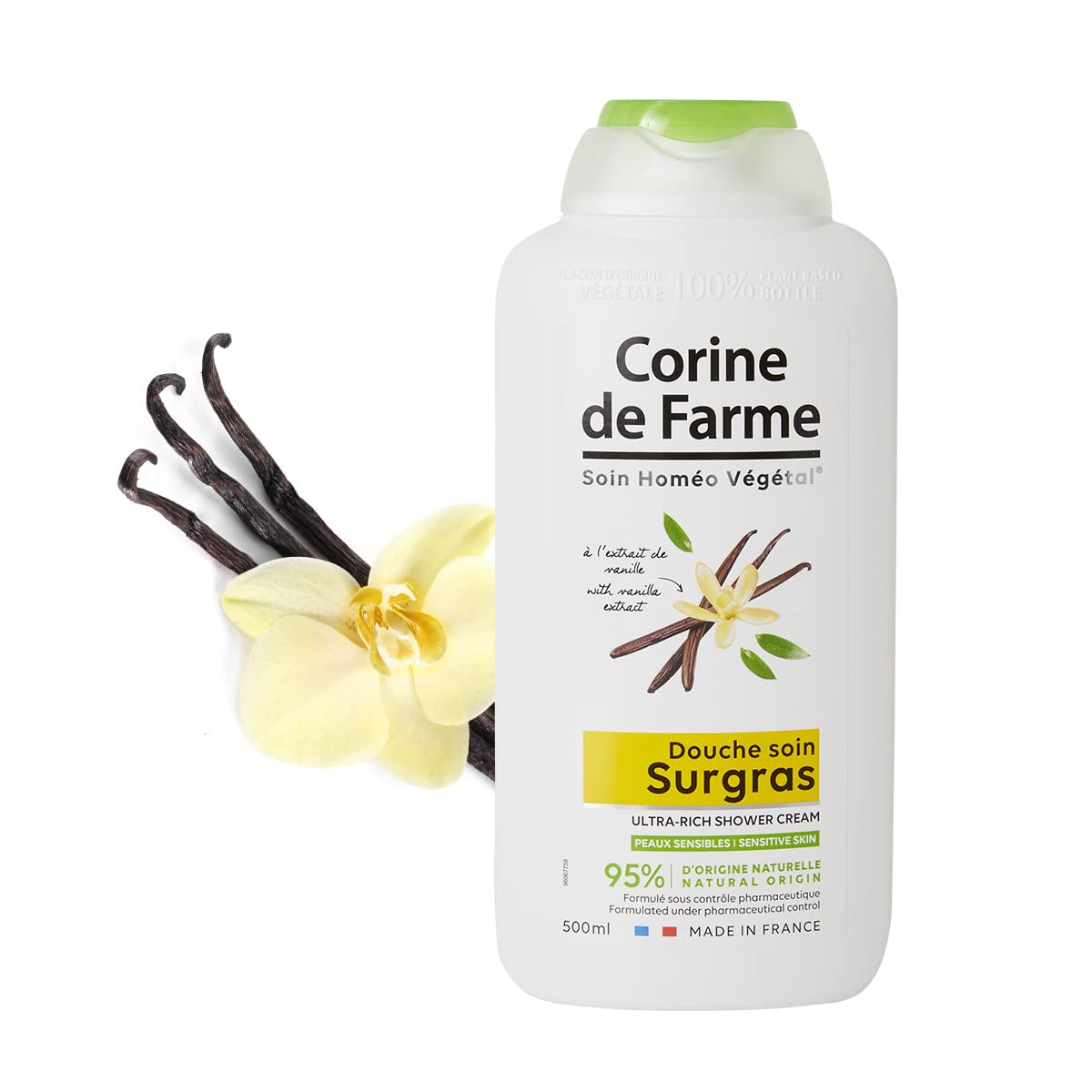 Corine de Farme Douche Soin Surgras Vanille 500 ml pH Neutre Nourrit Hydrate