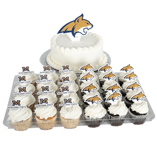 Desert Cactus Montana State University Cupcake Topper and Cake Toppers Set - MSU Bobcats 25 Pcs Food Party Supplies, Tablecloth Decorations, Graduation and Game Day