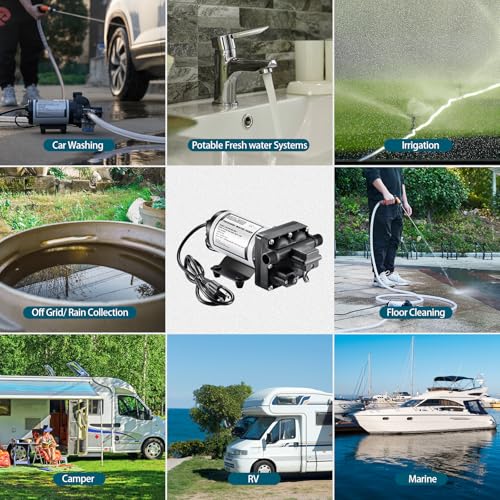 Image of WASSERMANN RV Water Pumps Pressure Pump 115V AC with Pressure Switch, Self-priming Water Pump 5.0GPM 55PSI, Fresh Water Pump for RV Kitchen Barthroom Marine Yacht Garden Diaphragm Pump