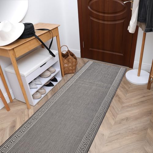 Alfombra sisal Sion 20446 antitropezones con marco de madera gris estable 3