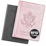 Passport Holder For Women And Men,Passport Cover For Women And Men-Pink&Gray