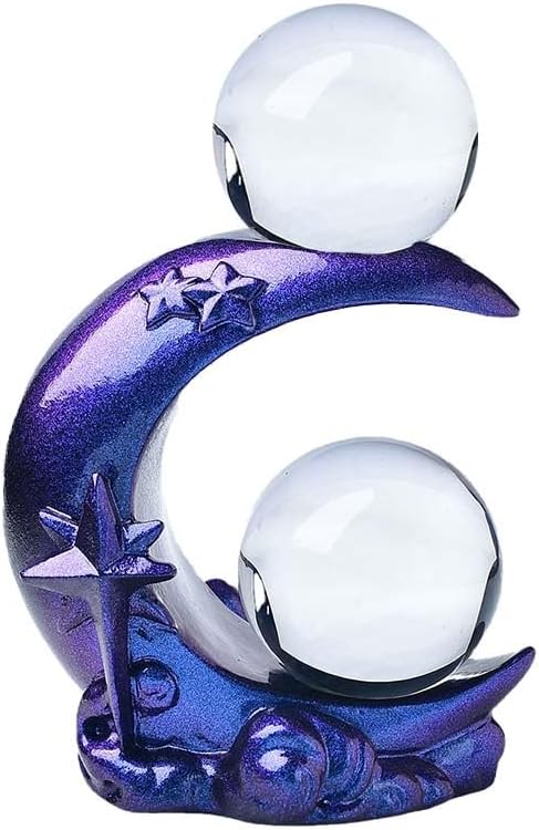 Moon Shaped Sphere Stand Base for Crystal Ball Display Stand Home Decor for Decor Ball (Purple Blue Mixed with Ball)