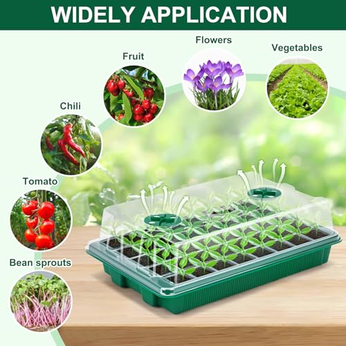 5 Pack Seed Starter Tray Seed Starter Kit (200 Cells Total Tray) with Adjustable Humidity Dome, Plant Germination Trays, Seed Starting Trays Mini Greenhouse Germination Kit for Seeds Growing Starting - Image 3