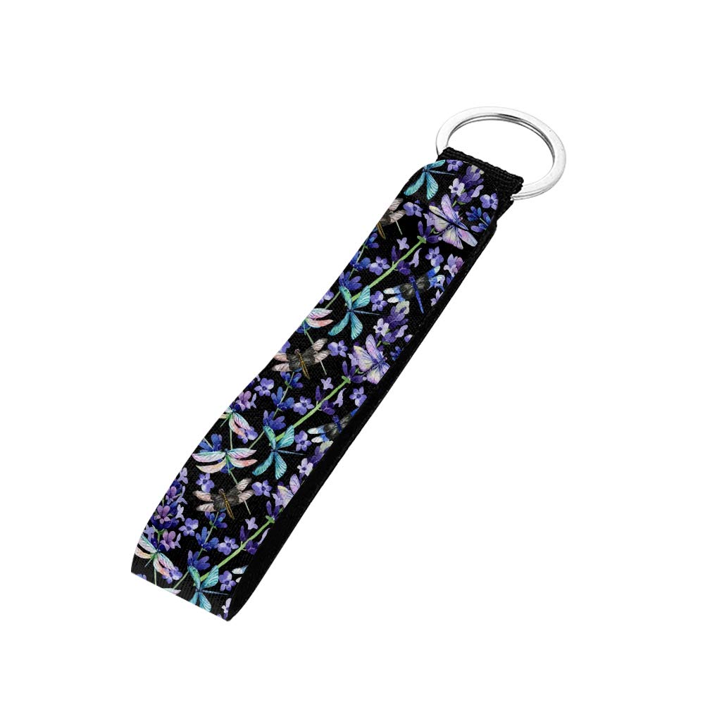 SEANATIVE Purple Lavender Dragonfly Design Wrist Lanyard Wristband Long Keychain Lanyard for USB,Camera,Backpack,Phones