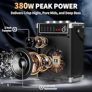 JYX Machine de Karaoké, Enceintes de Karaoké Professionnelles avec 2 Microphones sans Fil et Lumières de Fête DJ, Supporte Le Système de Karaoké Portable TWS/AUX/FM/USB/TF Card