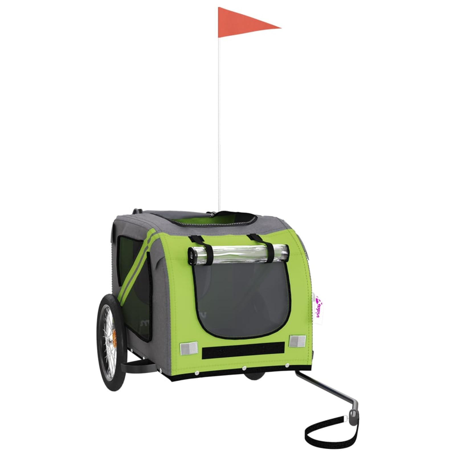 Remolque de Bicicleta para Perros Hierro Tela Oxford Verde Gris Carro para Bicicleta
