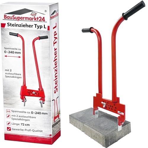 Steinzieher Pflasterzieher Steinausheber Steinheber Typ L 0240 mm Verbundsteinzieher Pflasterwerkzeug GaLaBau Tiefbau Pflastersteinheber Steingreifer mit 2 Federstahlmesser Pflastersteinzieher