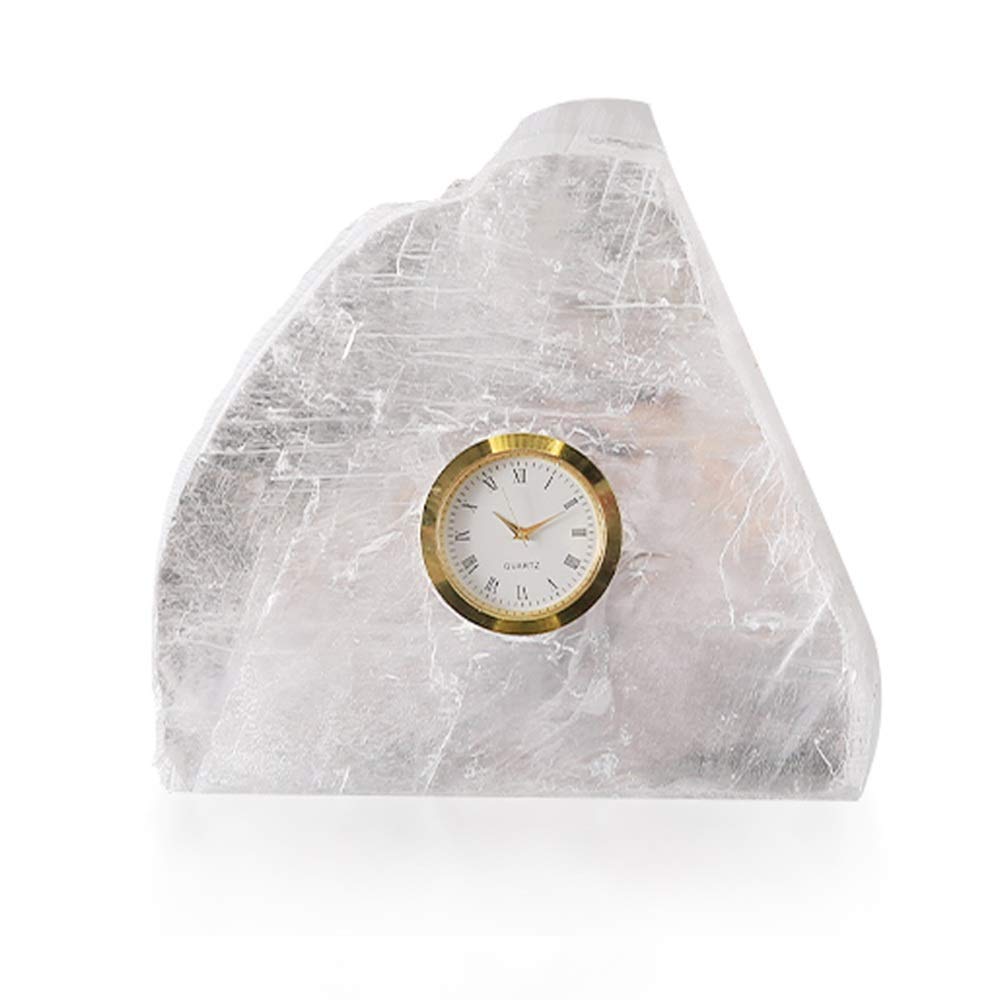 Mantel Clock Roman Numeral Dial Natural Spar Fireplace Clocks For Living Room, Kitchen, Office & Home Décor (Color : White)