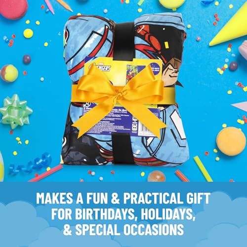 Image of Jay Franco Kids Slumber Bag and Pillow - 54 x 27 Inch Comfy Indoor Sleeping Bag for School and Sleepovers, 2 Piece Set, Blue - Avengers